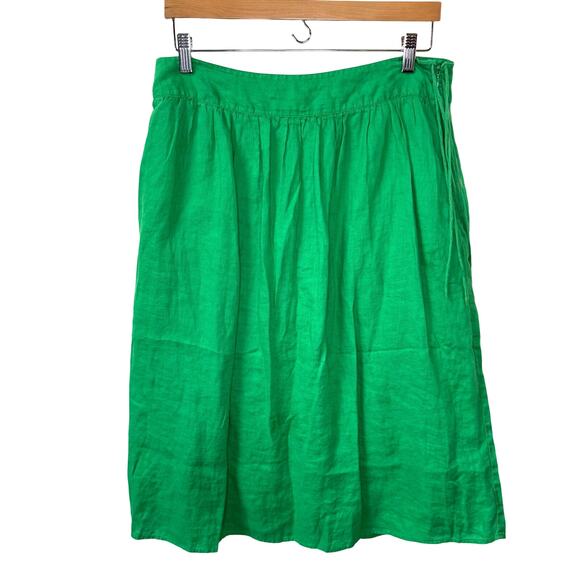 J. Crew Dresses & Skirts - J CREW Linen Skirt A-Line Kelly Green Women Size 10 Preppy Summer Beach Vacation